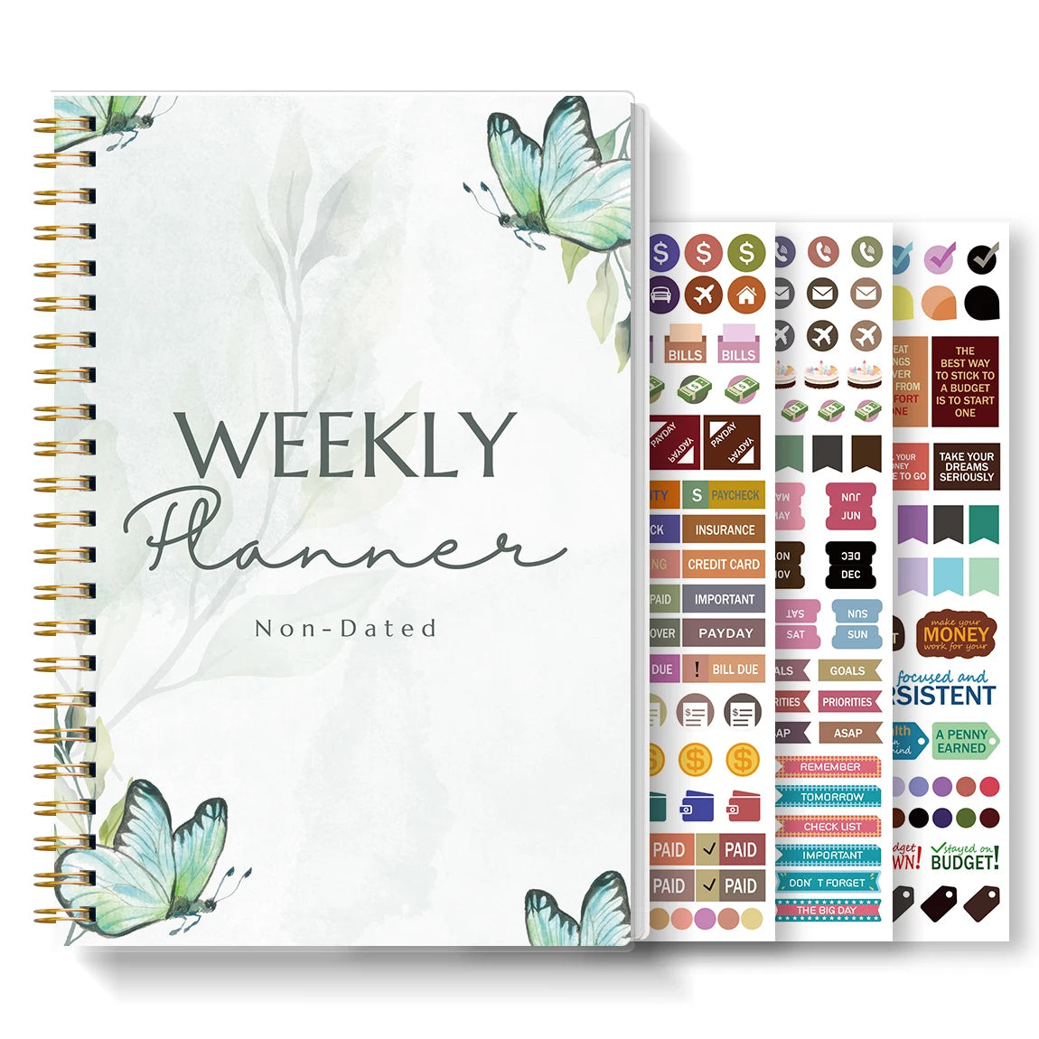 Undated Weekly Planner Spiral Notebook with Habit Tracker to Do List Goal Setting Stickers for Work School