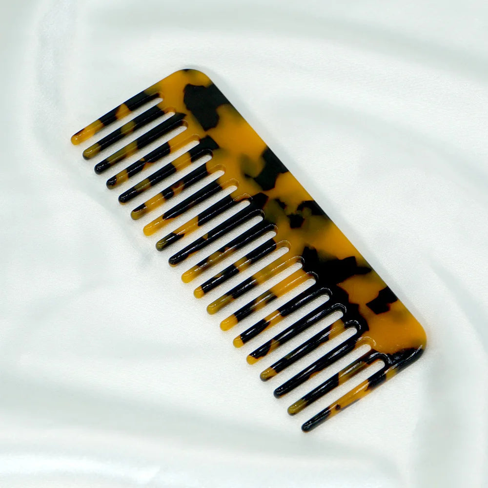 Acetate Hair Comb Set - Wide Tooth Detangling Comb, Anti-static, Tortoise & Colorful Pattern, for Curly/Thick Hair, Daily & Trav