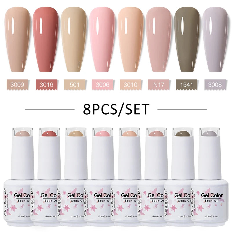 Clou Beaute 6/8pcs 15ml UV Nail Gel Colors Polish Set Summer Pretty Sugar Pink Red Neon Professional Nail Art Manicure Kit Gift