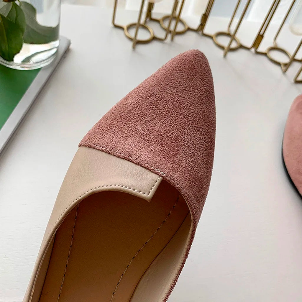Pointed Toe Flat Shoes Women Solid Patchwork Slip On Shoes Casual Breathable Ballet Flats Daily All-Match Comfort Loafers Shoes