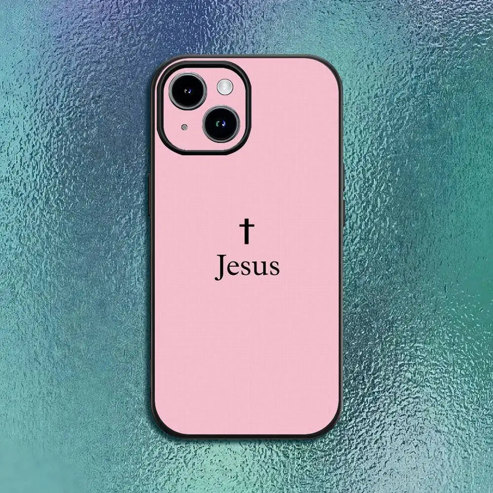 Bible Verse Jesus Christ Christian Phone Case For 11 12 13 14 15 16Pro Max Mini Plus Classic Black Soft Shell