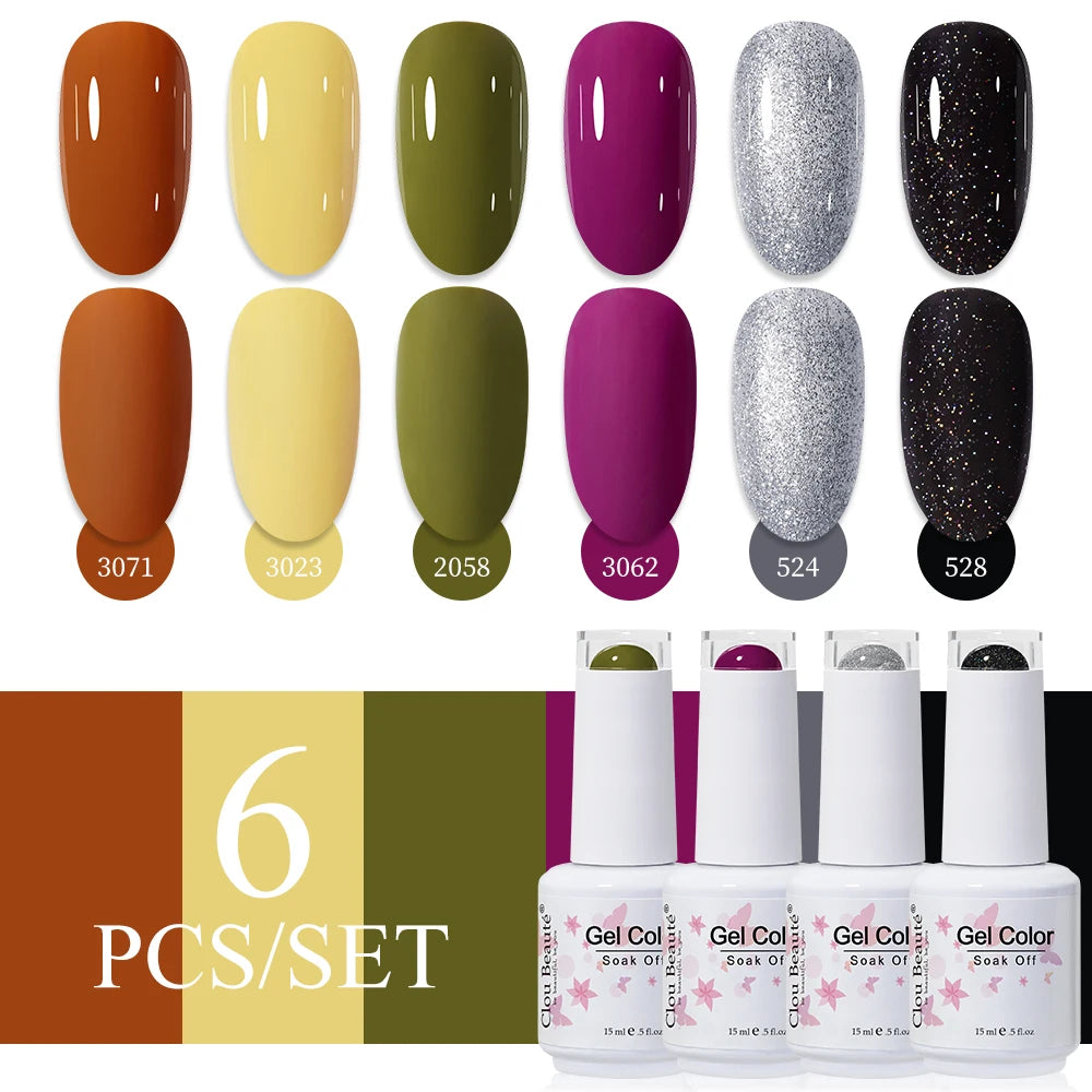 Clou Beaute 6/8pcs 15ml UV Nail Gel Colors Polish Set Summer Pretty Sugar Pink Red Neon Professional Nail Art Manicure Kit Gift