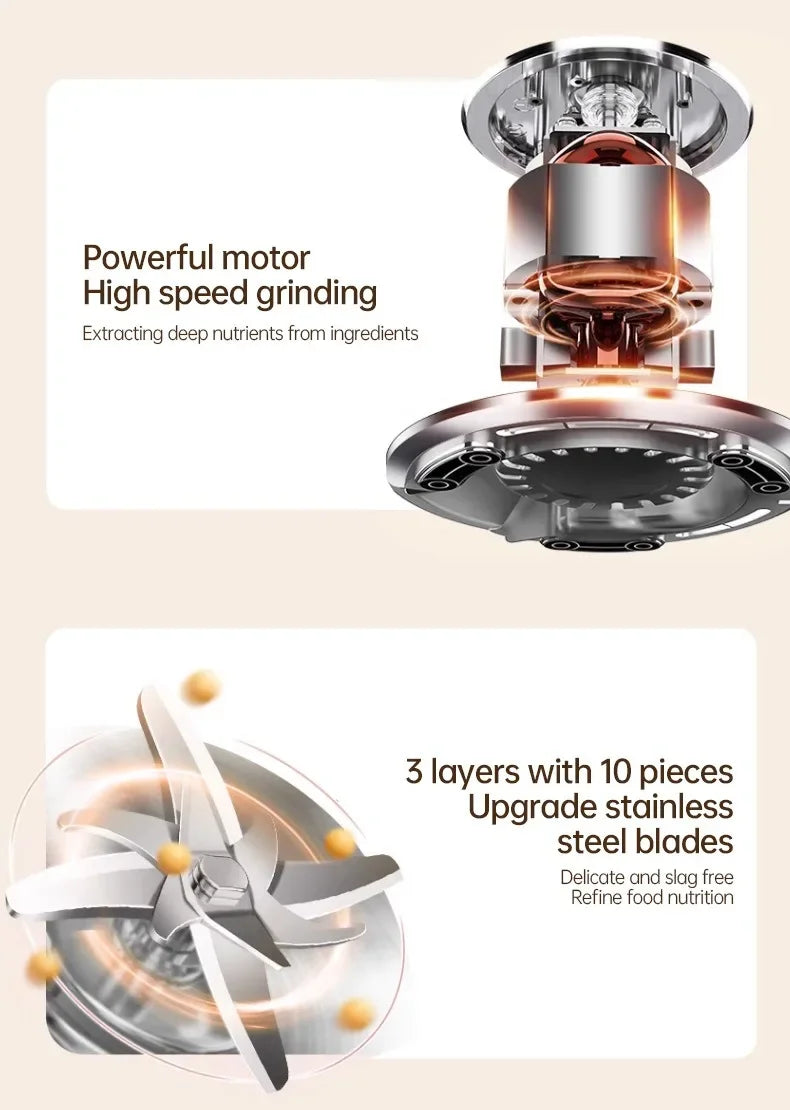 1200ML Electric Soybean Milk Machine Automatic Intelligent Food Blender Filter-free Soy Milk Maker Rice Paste Maker Kettle EU/US