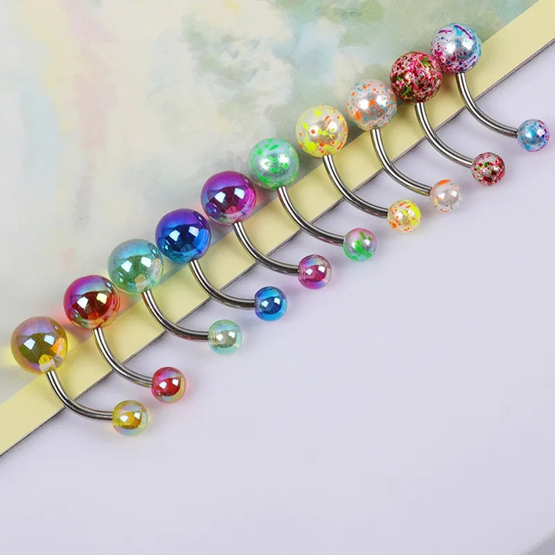 5PCS Pearl Belly Button Piercing Set Acrylic Painted Belly Piercing Barbell Bulk For Women Belly Ring Lot Piercing Ombligo Pack