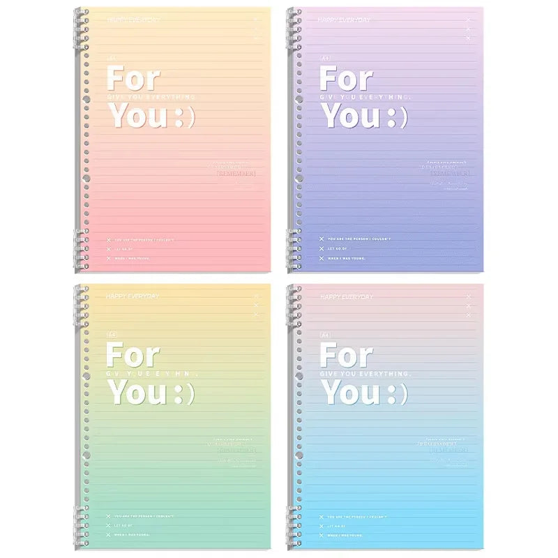 Little Fresh B5 Loose-leaf Notebook Gradient Detachable Thickened Notebook Binder Lined Book Spiral Note Book School Supplies