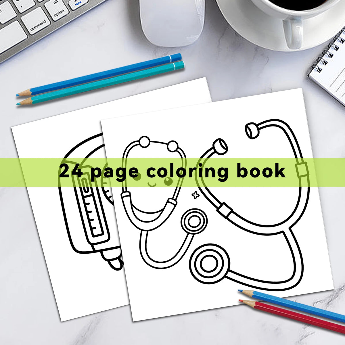 Bold And Easy Medical Girly Coloring Book for Adults - Nurse & Healthcare Themed Patterns Stress Relief Art Therapy Drawing Book