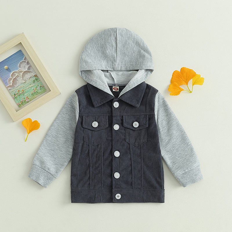 2023-06-22 Lioraitiin 0-4Years Toddler Boy Girl Fall Corduroy Jacket Casual Long Sleeve Button Down Lapel Coat Hoodie Outwear