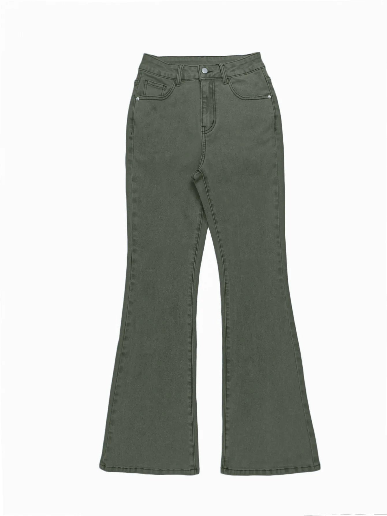 Men Jeans Boot Cut Solid Jean Wide Leg Denim Pant Distressed Washed Full Ankle Length Pockets Zipper Fly High Waist Basics