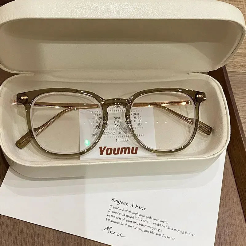 Myopia Glasses Anti Blue Light Metal  Resin -1.0 ~ -6.0 Neutral Style Flat Glasses Computer Glasses
