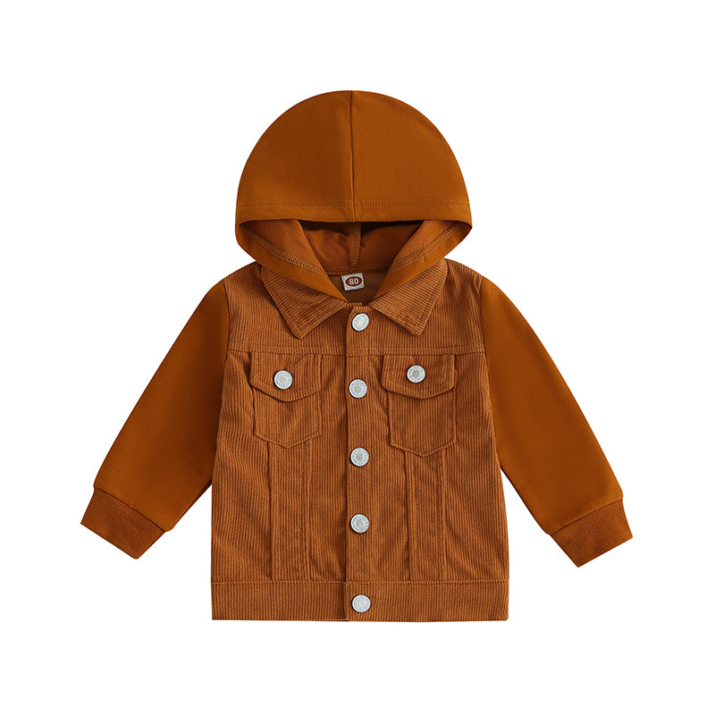 2023-06-22 Lioraitiin 0-4Years Toddler Boy Girl Fall Corduroy Jacket Casual Long Sleeve Button Down Lapel Coat Hoodie Outwear
