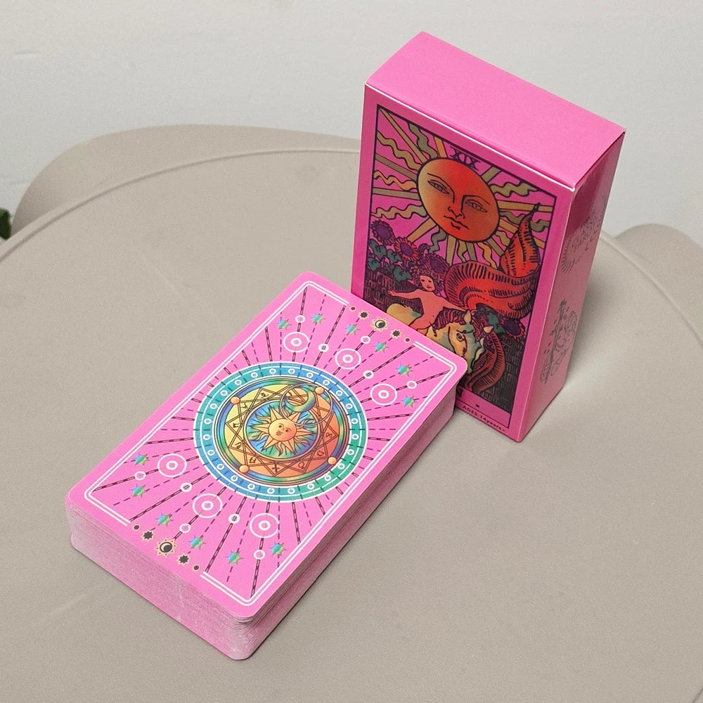 Pink Neon Tarot Deck - 10.3*6cm 78 Classic Rider-Waite Smith Cards Vibrant Trippy Design