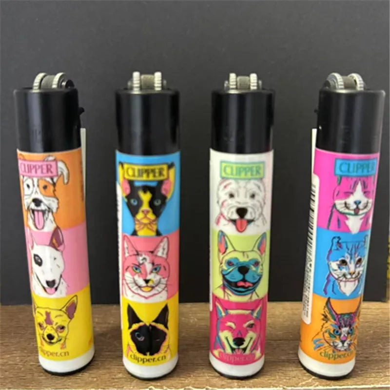new 4pcs CLIPPER Lighter Retro Grinding Wheel Open Flame Lighter New Inflatable Lighter Cigarette Accessories Men's Small Gifts