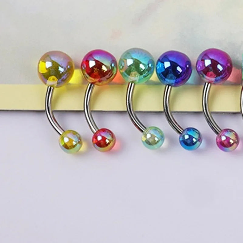 5PCS Pearl Belly Button Piercing Set Acrylic Painted Belly Piercing Barbell Bulk For Women Belly Ring Lot Piercing Ombligo Pack