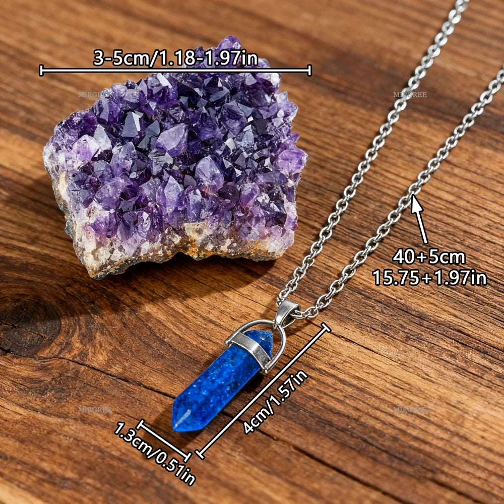 2pcs Natural Amethyst Clusters and Lapis Lazuli Necklace Set,home Decor Healing Crystals,spiritual Gifts for Crystal Enthusiasts