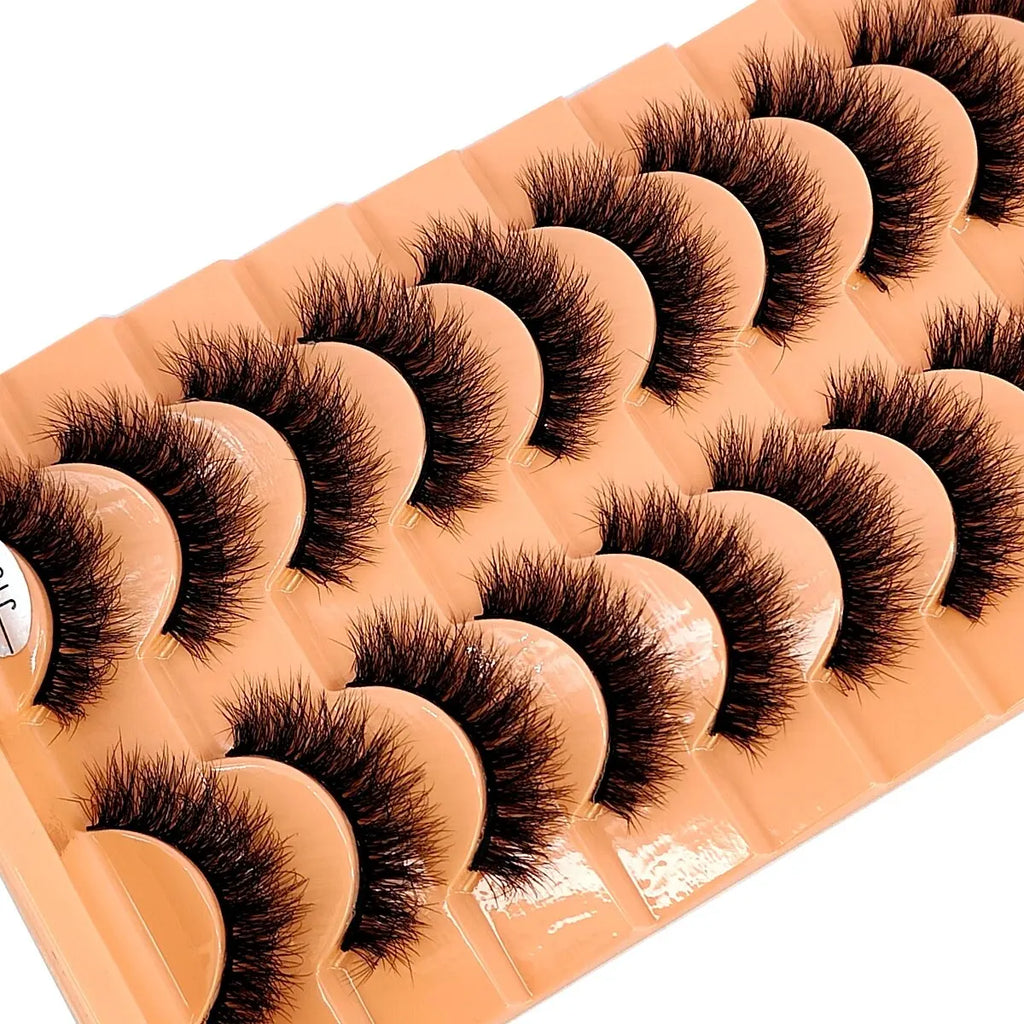 HBZGTLAD 10 Pairs Faux Mink Eyelashes Handmade False Eyelashes Natural Nude Makeup Simulation Cross Messy Eye 3D Curly Eyelashes