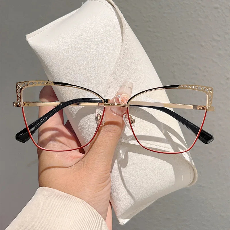 Trendy And Individual Cat-eye Glasses Frames, Fashionable Metal Anti-blue Light Glasses 99007