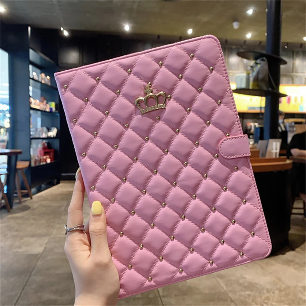 Funda Case for iPad 7th 8th 9th 10th Gen iPad Air4 Air5 iPad Pro11 Air11 A16 Lambskin Stand Smart Case iPad 9.7 2017 2018 Coque