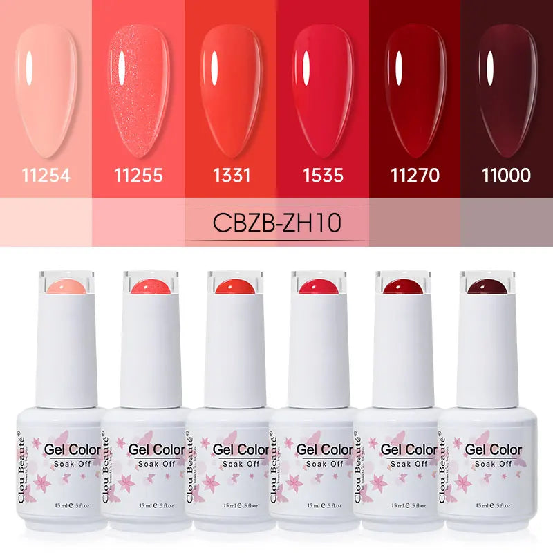Clou Beaute 6/8pcs 15ml UV Nail Gel Colors Polish Set Summer Pretty Sugar Pink Red Neon Professional Nail Art Manicure Kit Gift