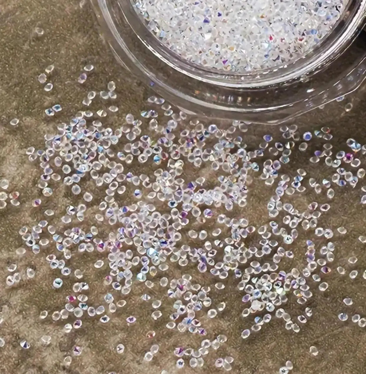 1Bag Aprox.1400Pcs Mini Nail Rhinestones Micro 1.2mm Nail Sand Pixie Crystals Iridescent AB Bling Tiny Sugar Beads Nail Charms *