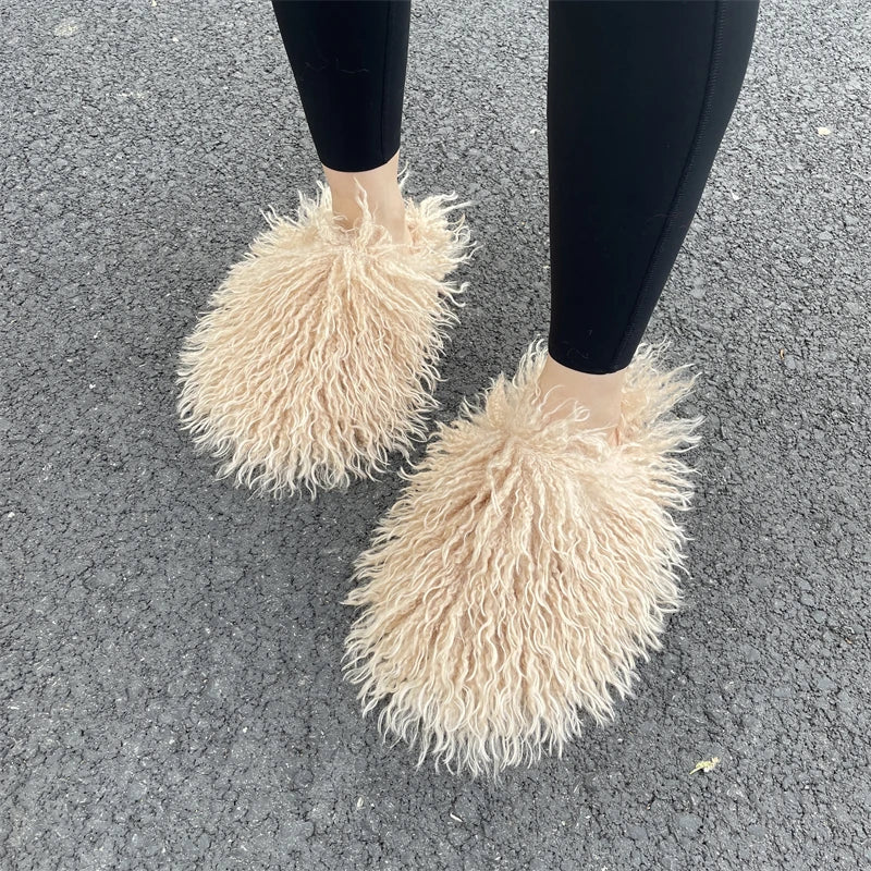 Women Summer Luxury Fluffy Faux Fur Slides Amazing Fur Sandals