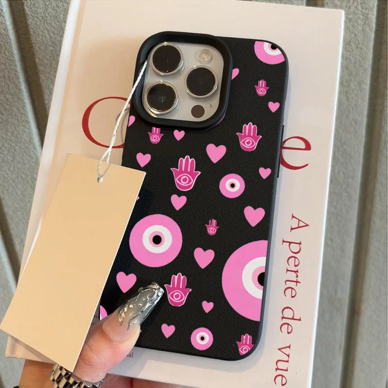 Pink Hamsa Evil Eye Pattern Phone Case