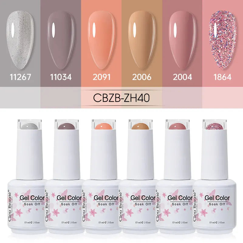 Clou Beaute 6/8pcs 15ml UV Nail Gel Colors Polish Set Summer Pretty Sugar Pink Red Neon Professional Nail Art Manicure Kit Gift