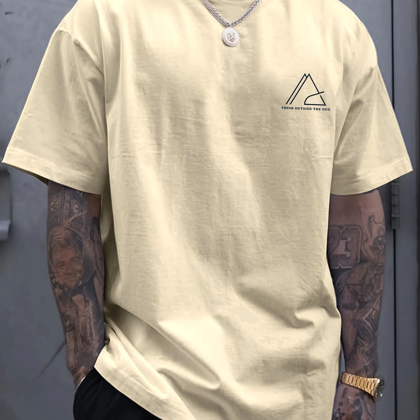 Summer men's 100% cotton comfortable casual wide plus plus size geometric letter printed round neck short sleeved T-shirt top