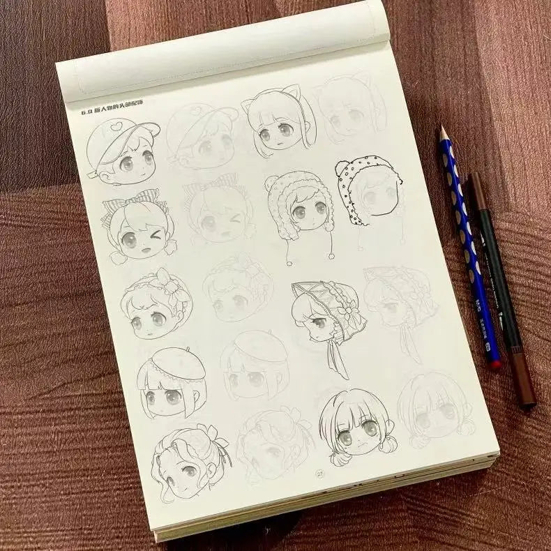 Manga Character Drawing Tracing Book:Cute Anime Q-version character Sketch Practice Workbook，Step-by-Step Cute Sketching Guide