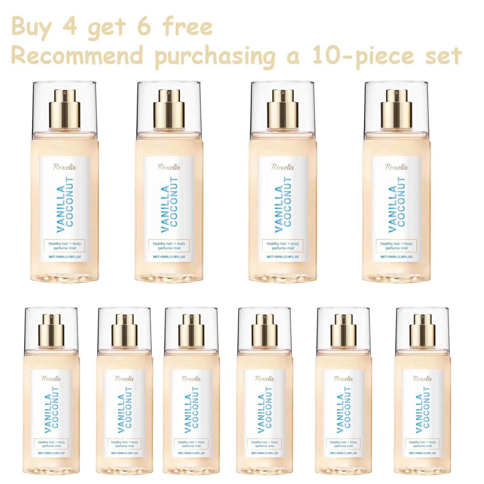 Vanilla Coconut Body Hair Mist - Long Lasting Fresh Romantic Fragrance, Travel Size Portable Spray Women Men Daily & Dating Use