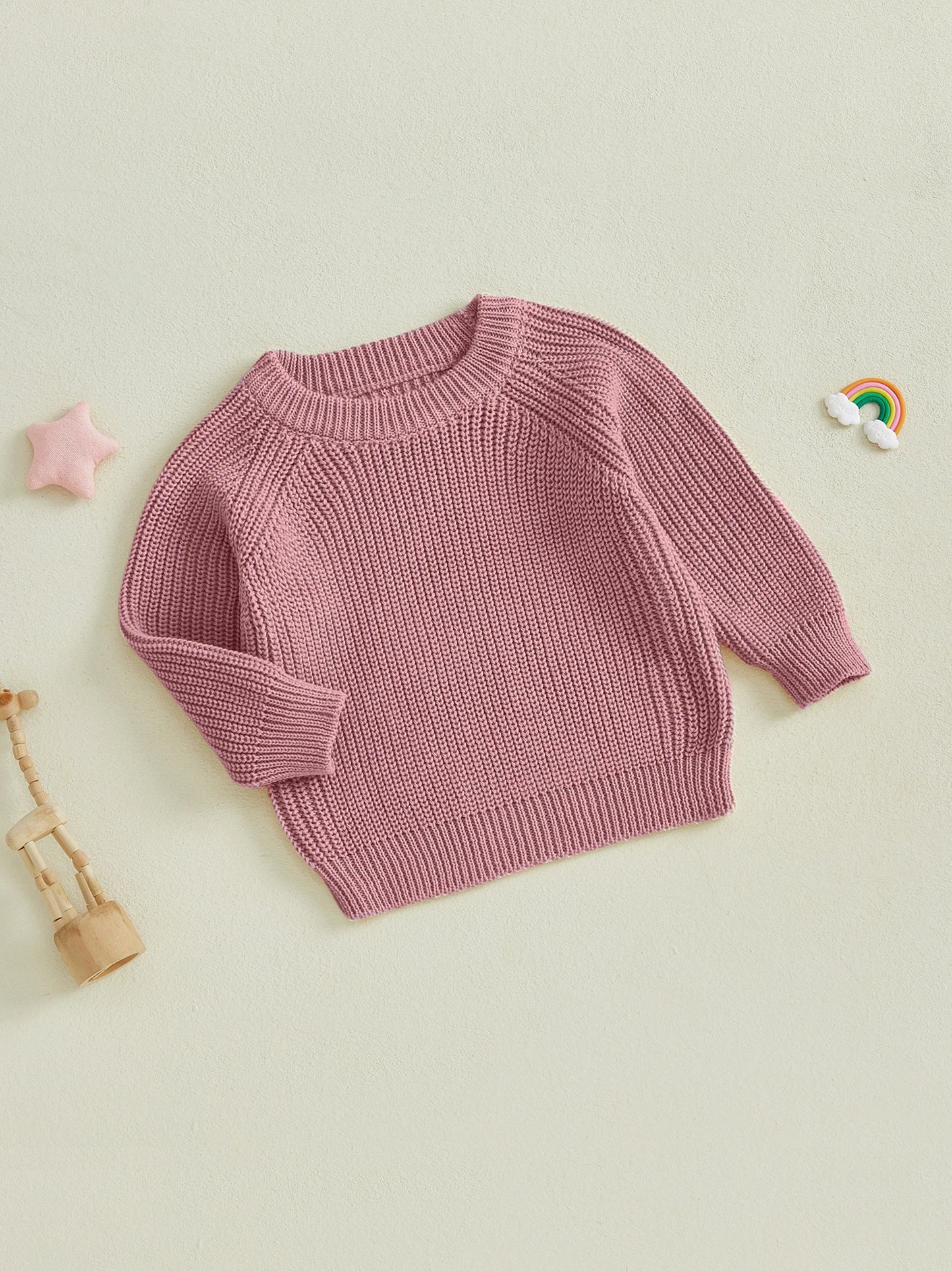 2025-05-08 Lioraitiin Toddler Baby Boys Girls Knit Sweaters Long Sleeve Round Neck Solid Color Pullover Fall Tops