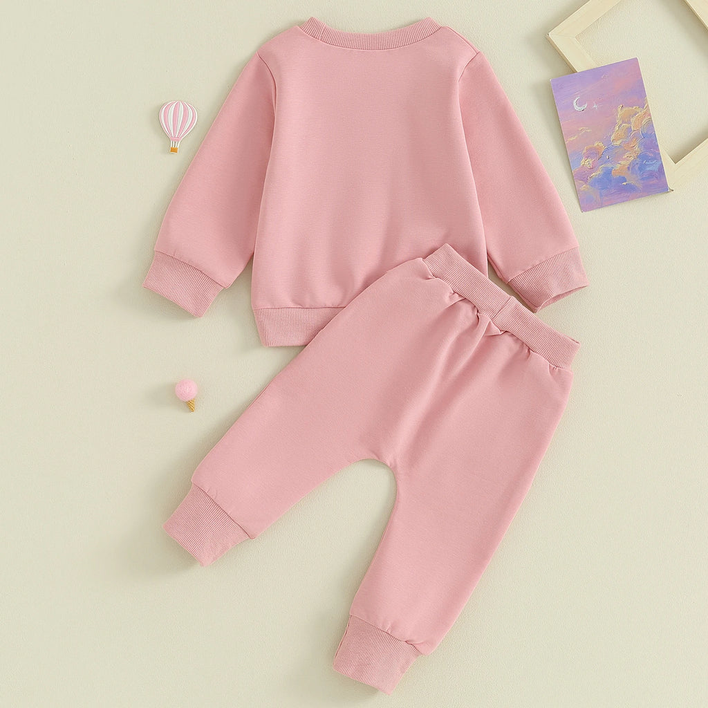 Citgeett Spring Toddler Baby Girls Fall Outfits Long Sleeve Rainbow Print Sweatshirt + Pants Clothes Autumn Set