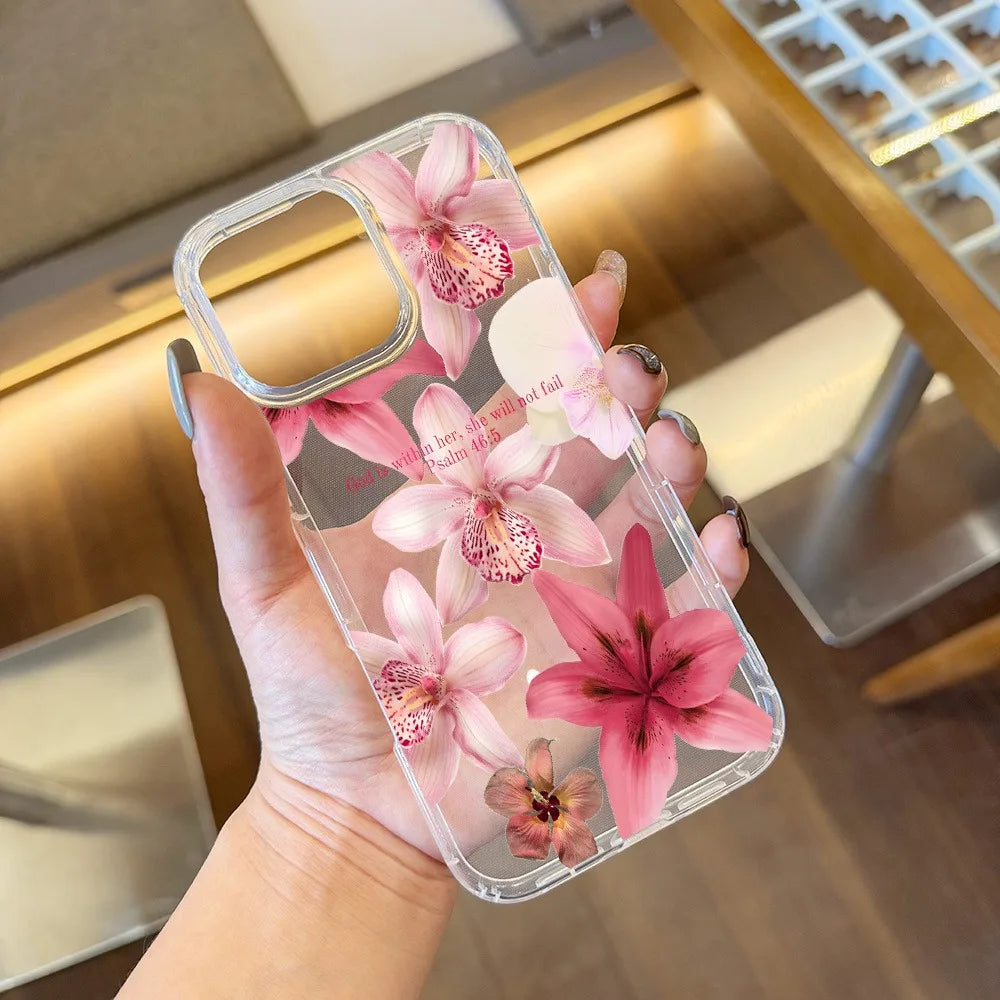 Pink Floral Psalm Christian Quote Clear Phone Case