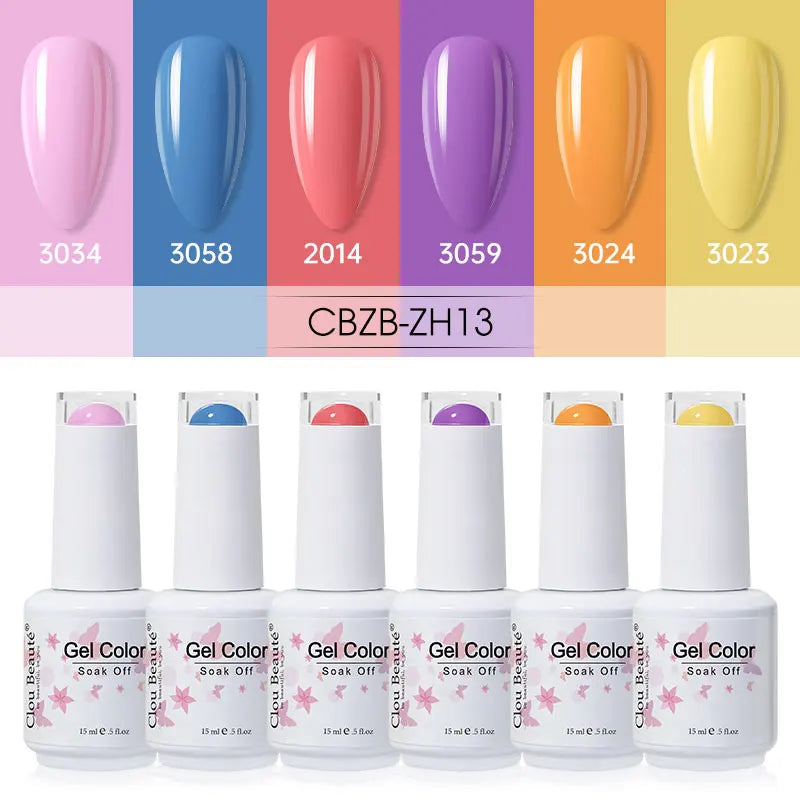 Clou Beaute 6/8pcs 15ml UV Nail Gel Colors Polish Set Summer Pretty Sugar Pink Red Neon Professional Nail Art Manicure Kit Gift