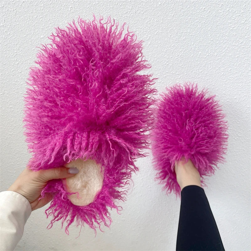 Women Summer Luxury Fluffy Faux Fur Slides Amazing Fur Sandals