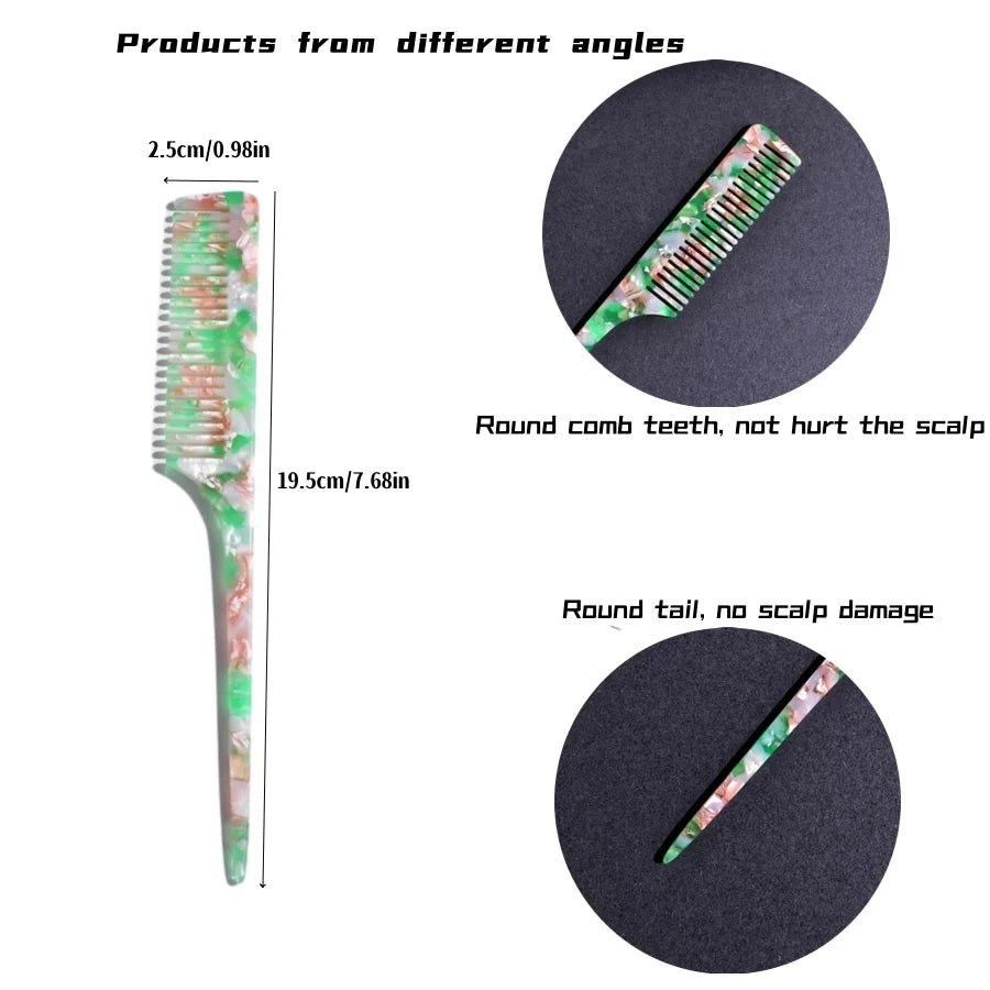 1PC multi-colored acetic acid portable tip tail comb for various hair lengths for travel and home use