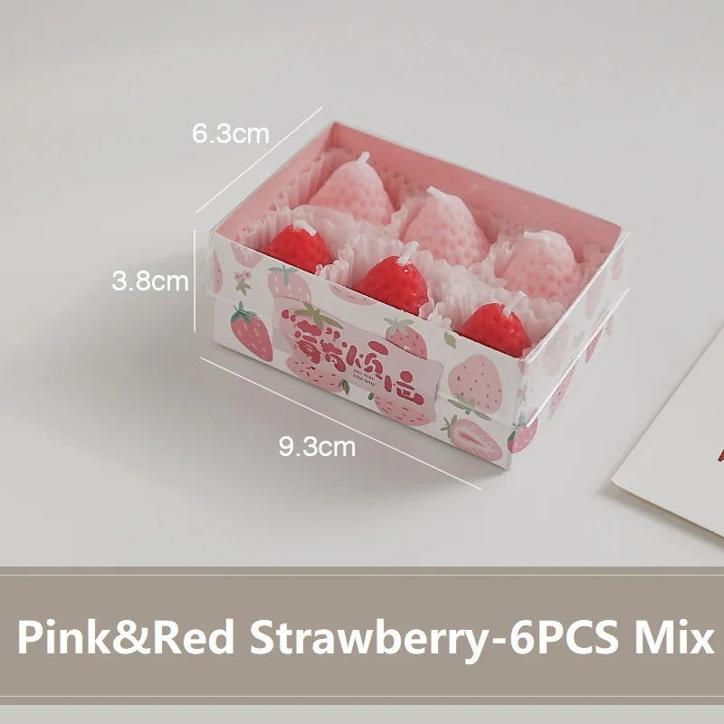 4/6/9PCS Strawberry Shaped Scented Candles Gift Box Handmade Realistic Fruit Scented Aromatherapy Mini Candles Home Decor Gifts