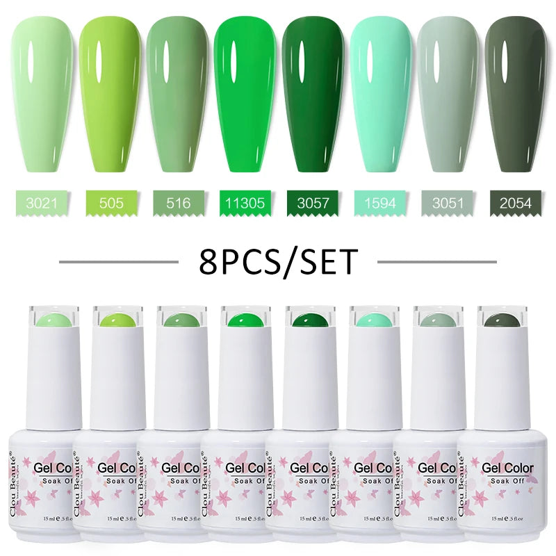 Clou Beaute 6/8pcs 15ml UV Nail Gel Colors Polish Set Summer Pretty Sugar Pink Red Neon Professional Nail Art Manicure Kit Gift