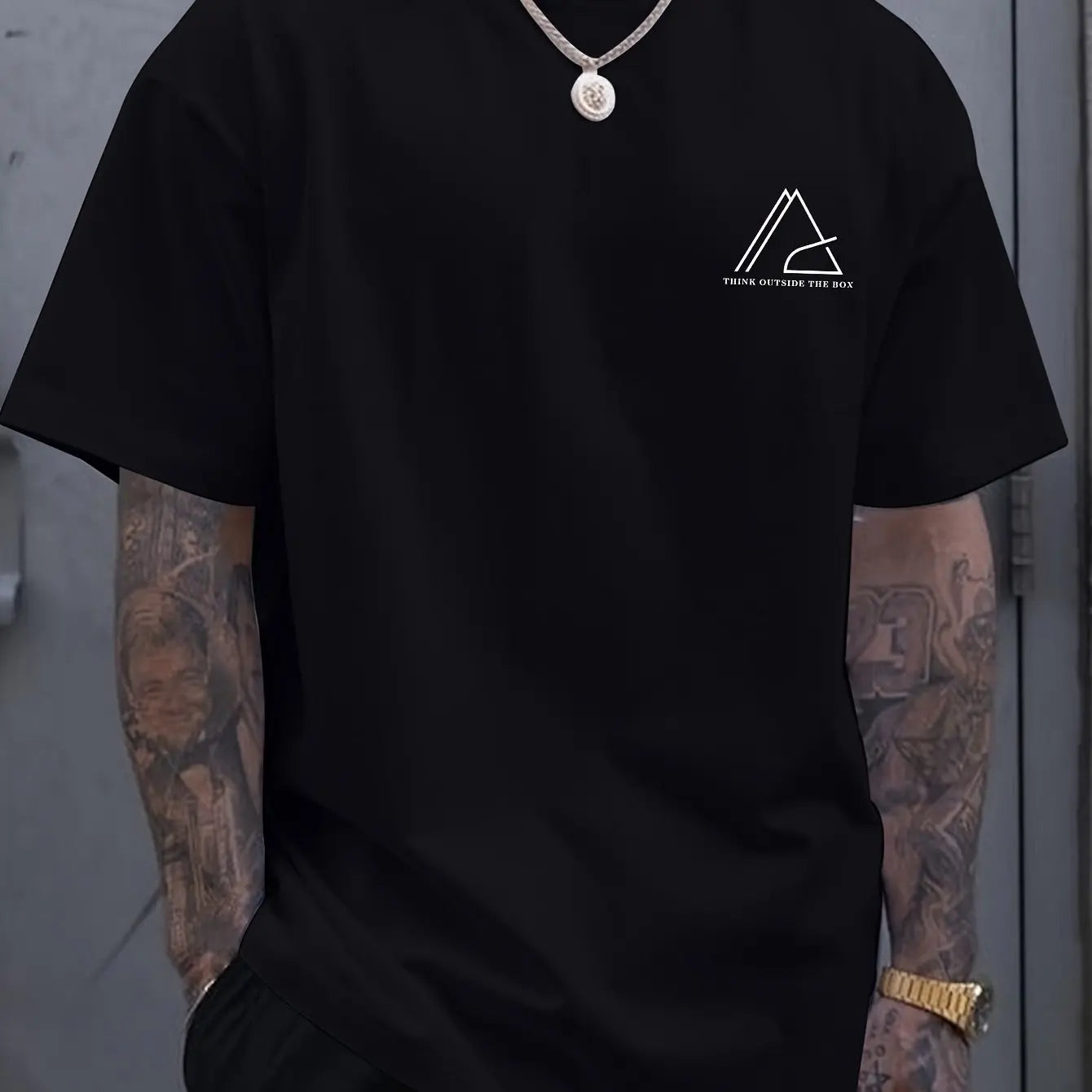 Summer men's 100% cotton comfortable casual wide plus plus size geometric letter printed round neck short sleeved T-shirt top