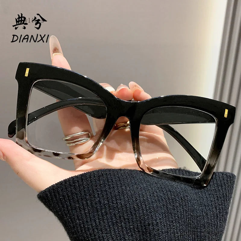Y2k Oversized Frame Reading Glasses Women Leopard Print Blocking Blue Light Presbyopic Spectacles Eyeglasses Clear Lens óculos