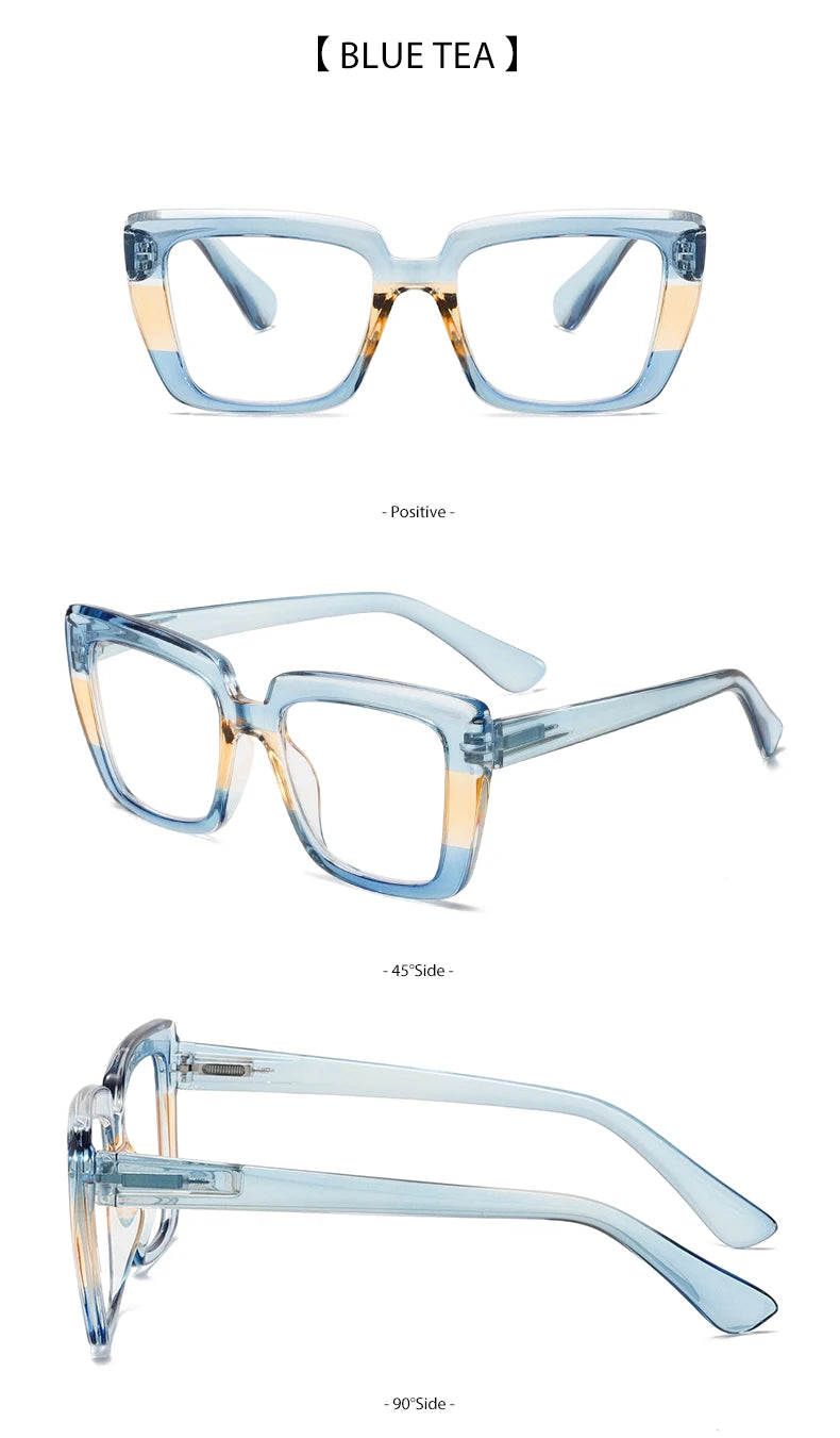 Three pairs of stylish and comfortable large-framed reading glasses, blue light protection, suitable for both men and women