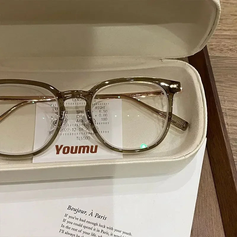 Myopia Glasses Anti Blue Light Metal  Resin -1.0 ~ -6.0 Neutral Style Flat Glasses Computer Glasses