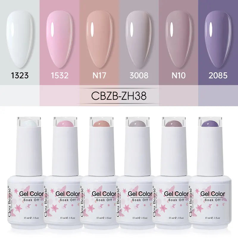 Clou Beaute 6/8pcs 15ml UV Nail Gel Colors Polish Set Summer Pretty Sugar Pink Red Neon Professional Nail Art Manicure Kit Gift