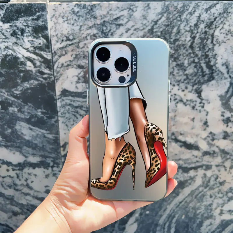 Girl Boss Female Coffee Phone Case For iPhone 15 14 Plus Pro Max 17 16 13 Mini 12 11 Pro Max Pattern Shockproof Laser Covers