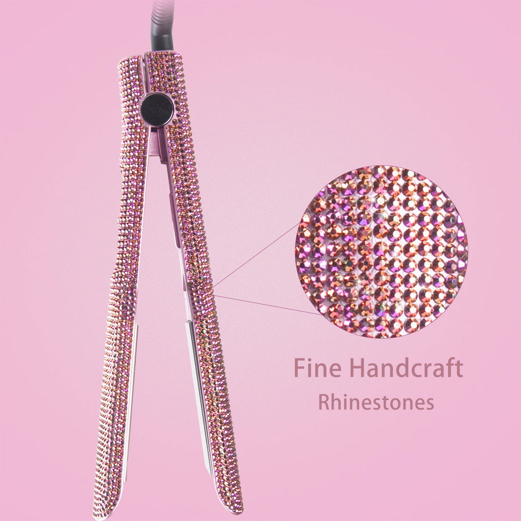 Professional Hair Straightener Rhinestone Flat Iron Titanium Dual Voltage 2 Inch LCD Display Hair Tools for Styling
