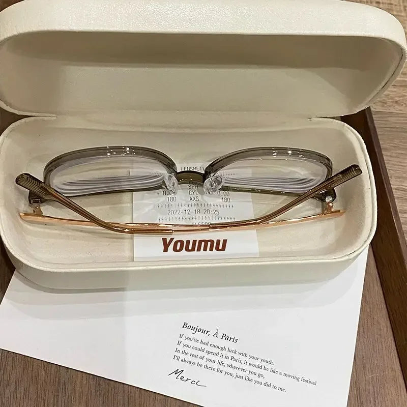 Myopia Glasses Anti Blue Light Metal  Resin -1.0 ~ -6.0 Neutral Style Flat Glasses Computer Glasses