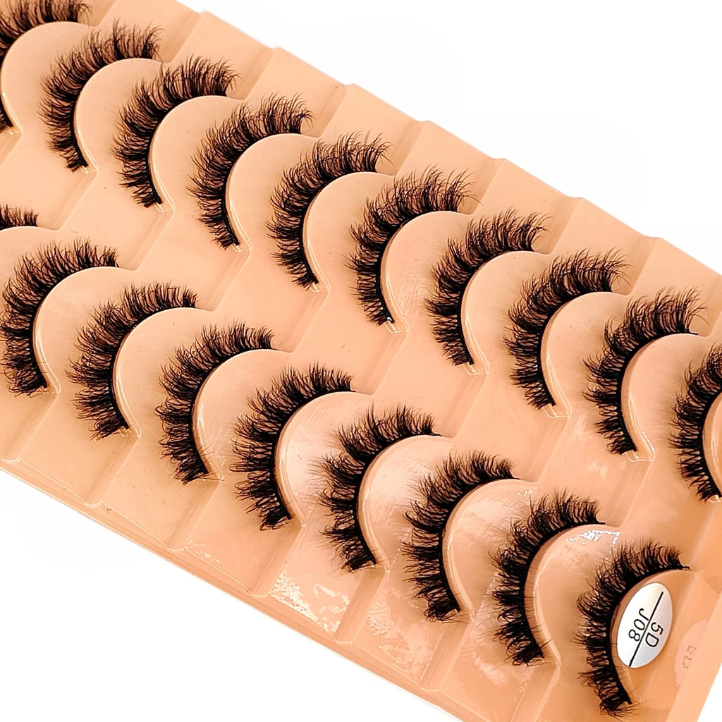 HBZGTLAD 10 Pairs Faux Mink Eyelashes Handmade False Eyelashes Natural Nude Makeup Simulation Cross Messy Eye 3D Curly Eyelashes