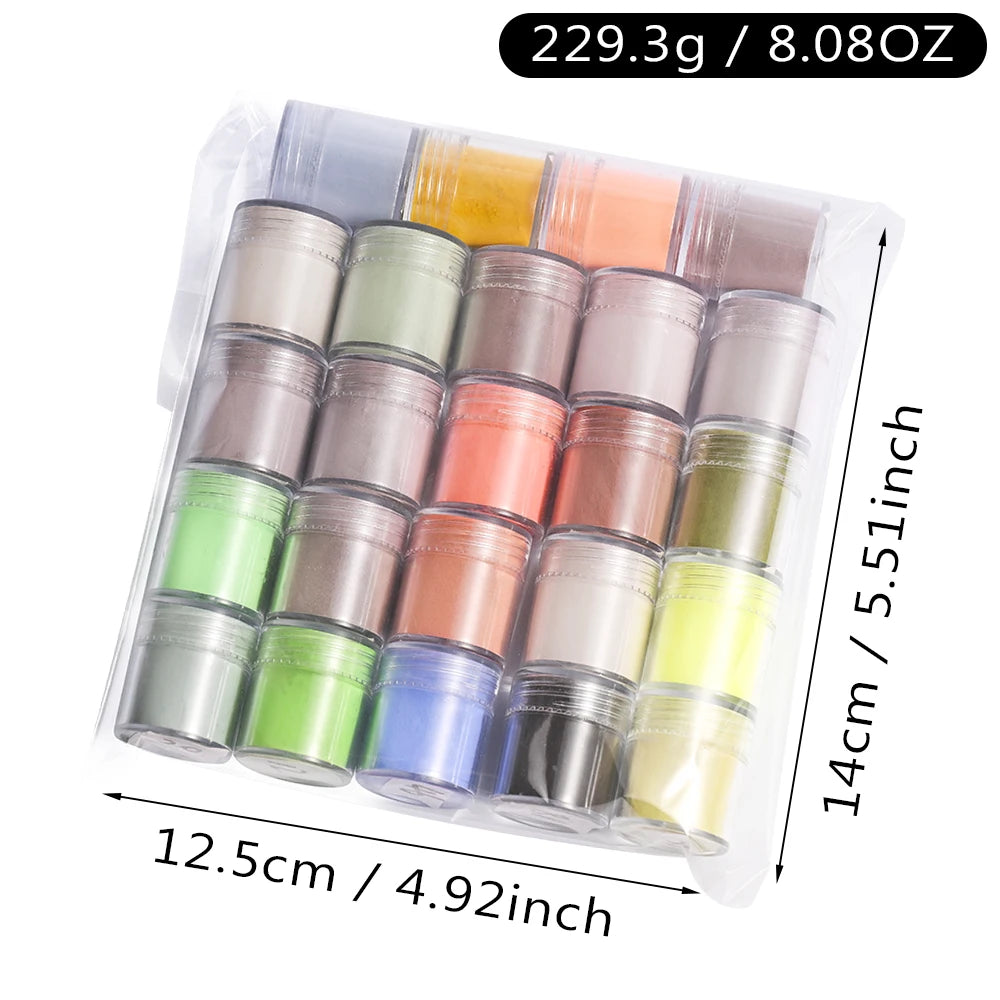 24Pcs/Set Nail Acrylic Powder Multi-Colors Professional Nails Crystal Pigment Dust for Nail Art Extension Carving Dipping Powder