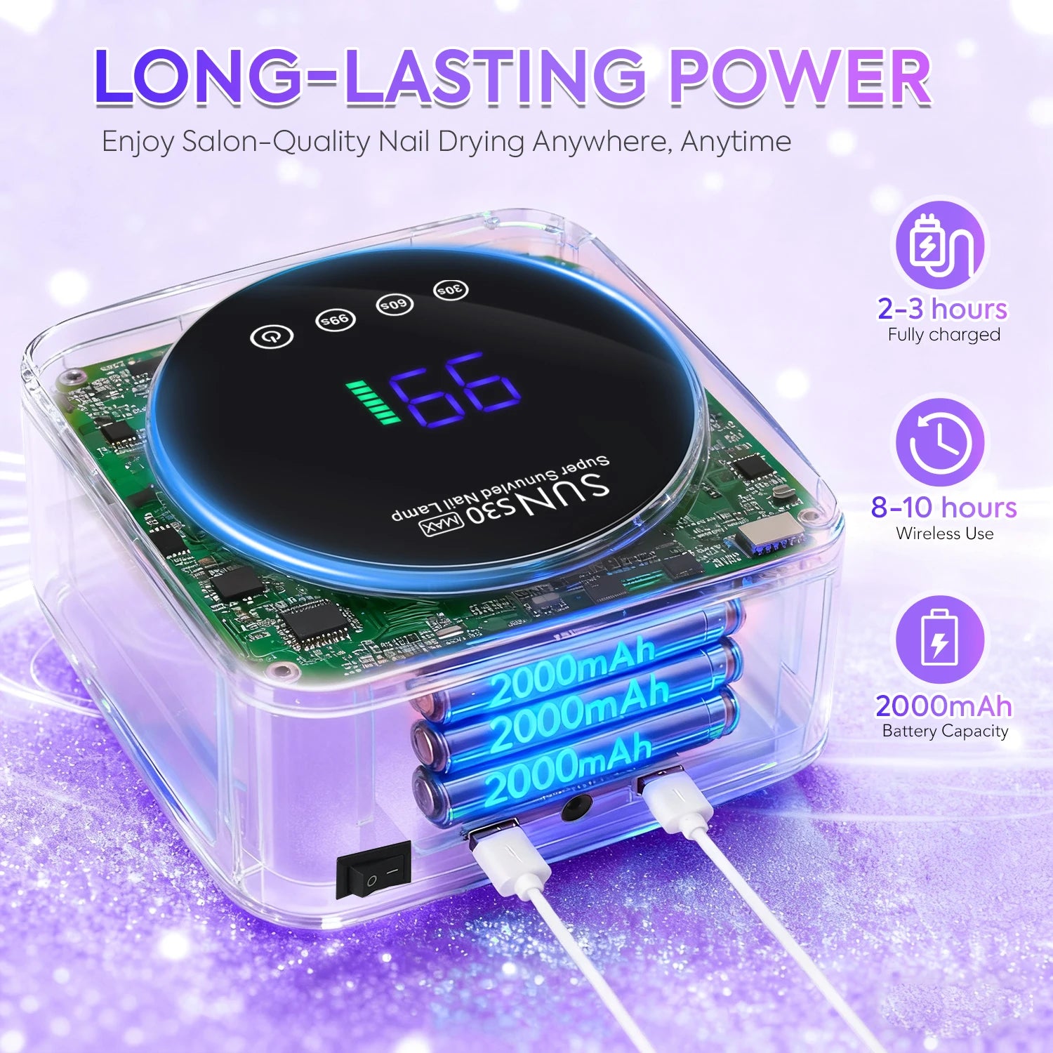 Rechargeable 180W UV LED Nail Lamp For Quick Curing All UV Gel 57LED Professional Nail Dryer With Motion Sensing Salon Equipment