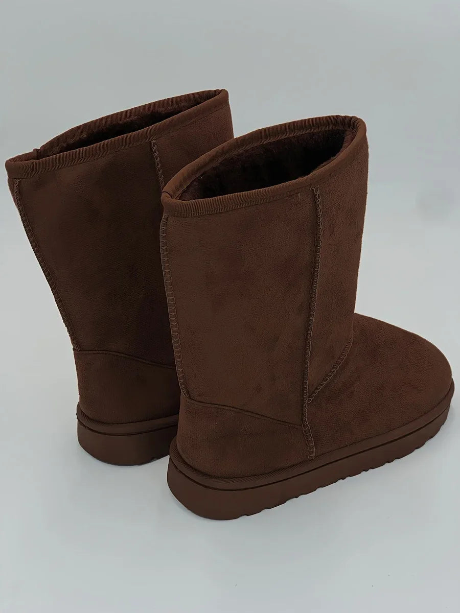 Comfortable Solid Color Medium Top Snow Boots Versatile Non-slip Winter Warm Outdoor Boots