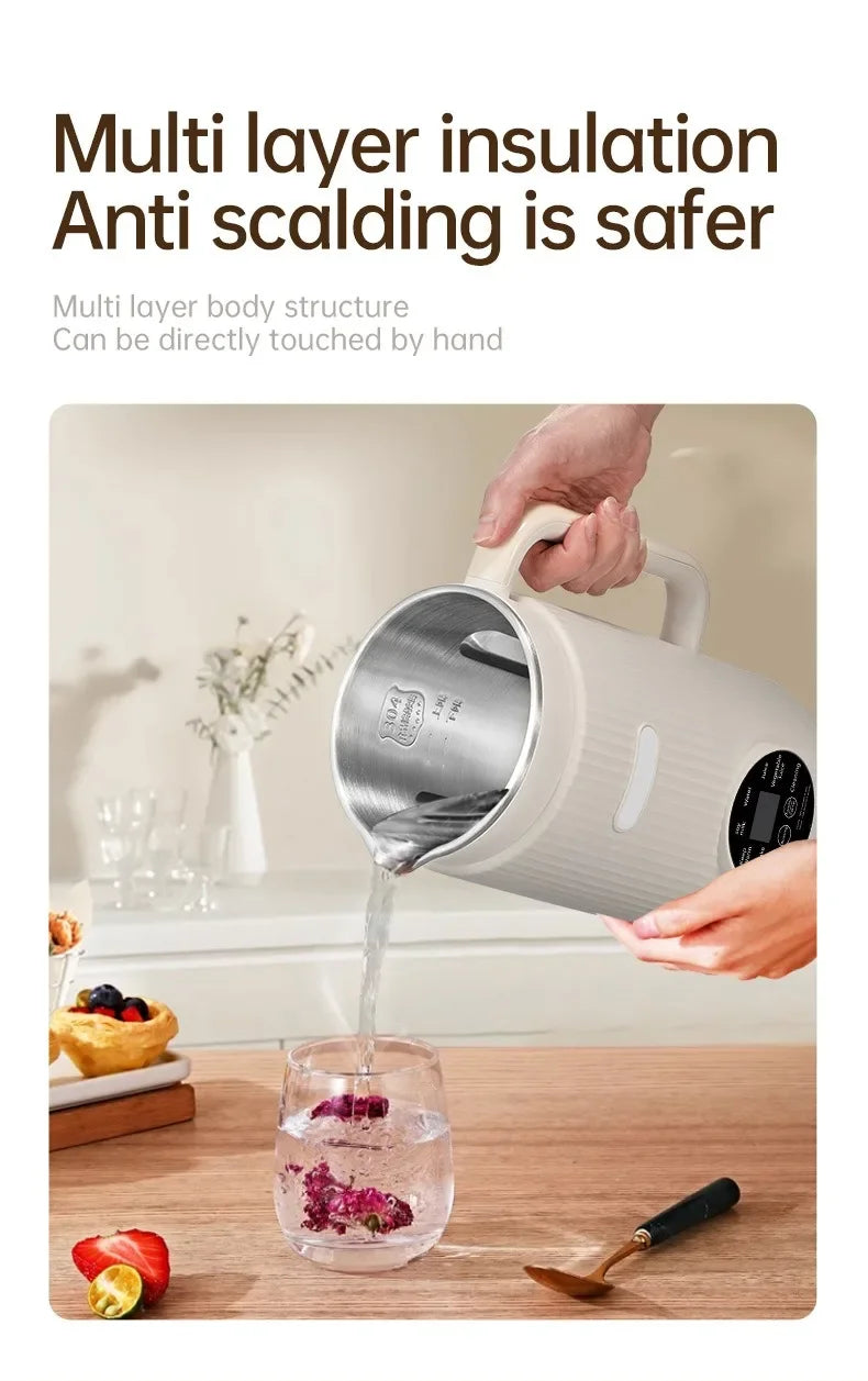 1200ML Electric Soybean Milk Machine Automatic Intelligent Food Blender Filter-free Soy Milk Maker Rice Paste Maker Kettle EU/US